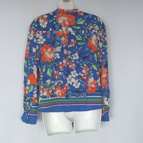 Anthropologie Maeve Elan Scarf Printed Blouse Floral Size 10 - Picture 2 of 4